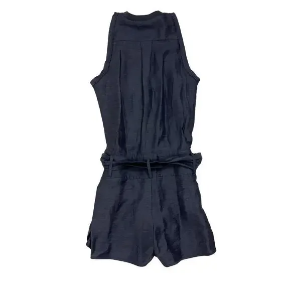 REISS MURPHY HEMP BLEND SLEEVELESS PLAYSUIT ROMPER IN NAVY NWT WOMEN'S SIZE‎ 2